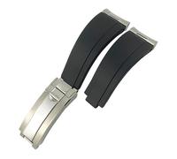 GGYTMQL Bande de montée en caoutchouc à liaison métallique courbe 20 mm pour gobelet GMT Boucle de boucle de boucle en silicone Sport Watch