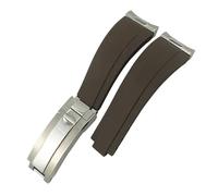 GGYTMQL Bande de montée en caoutchouc à liaison métallique courbe 20 mm pour gobelet GMT Boucle de boucle de boucle en silicone Sport Watch