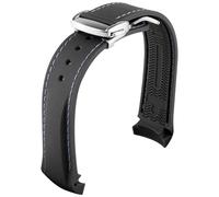 GGYTMQL Bande de montre en caoutchouc à extrémité incurvée de 20 mm 22 mm pour bracelets de montre Omega Seamaster avec bracelets de luxe pliants Bracelets en silicone