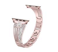 GGYTMQL Bandes de bande en acier sans tain 42 mm 38 mm 40 mm 44 mm Femmes Crystal Diamond Bracelet Bracet (42 mm ou 44 mm)