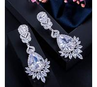GGYTMQL Belle Reine Fantaisie Rouge cubique zirconi Long Mariage Nuptial Big Drop Boucles d'oreilles Brides Bijoux