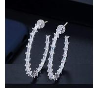 GGYTMQL Big Boucles à Boucle Ronde Route de Zircon cubique Boucles d'oreilles Jaunes pavées pour Femmes Bijoux