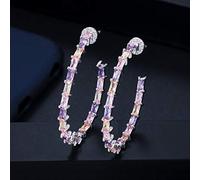 GGYTMQL Big Boucles à Boucle Ronde Route de Zircon cubique Boucles d'oreilles Jaunes pavées pour Femmes Bijoux