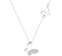 GGYTMQL Big Small Two Butterfly Cumbic Zirconia 925 Collier de chaîne de clavicule pour femmes bijoux délicats