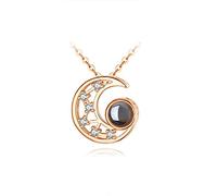 GGYTMQL Bijoux/colliers La forme de la lune, artisanat de sculpture miniature, contient cent langues je t'aime, colliers de luxe légers pour femmes pendentifs pour femmes