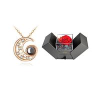 GGYTMQL Bijoux/colliers La forme de la lune, artisanat de sculpture miniature, contient cent langues je t'aime, colliers de luxe légers pour femmes pendentifs pour femmes