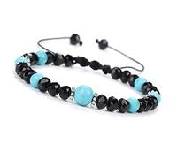 GGYTMQL Bijoux de charme Bracelets en perles, bracelets tressés Bleaux à facette noire bleu naturel