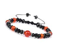 GGYTMQL Bijoux de charme Bracelets en perles, bracelets tressés Bracelets en cristal en cristal noir rouge naturel