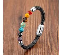 GGYTMQL Bijoux de charme Bracelets perlées, bracelets perlées Perles de pierre en cuir tressé en cuir tressé