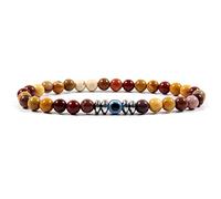 GGYTMQL Bijoux en charme bracelet de pierre précieuse, œuf naturel yolk en pierre Bracelet perlé, bracelets pendants aux yeux bleus, bracelet en cristal élastique bijoux en cristal pour hommes femmes