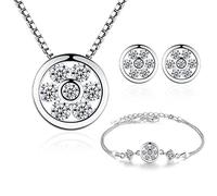 GGYTMQL Bijoux Ensembles aaaaaa Cubic Zircon Pendant Collier Boucles d'oreilles Bracelet Fleur de Cristal pour Les Femmes