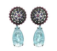 GGYTMQL Blue Elegant Drop Style Bridal Women's Retro Floral Wedding Bijouts Oreurs d'oreilles