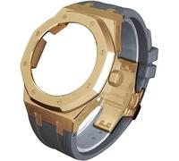GGYTMQL Boîtier de montre en métal de 4e génération - Bracelet en caoutchouc fluoré - Lunette en acier inoxydable - Bracelet de sport en caoutchouc - Kit mod - Pour ga2100 ga-2100 ga2110 modification