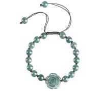 GGYTMQL Boucles d'oreilles ， Boucles d'oreilles Jade Bracelet/Collier Feng Shui Richesse Alulet Antique Rose Blossom Charme Argent Attraction Crystal Bracelet Fei Cui Jadeit Bijoux Set Bangle