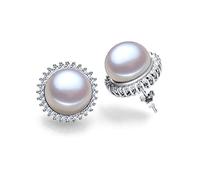 GGYTMQL Boucles d'oreilles de Perles de Mode pour Hepburn Freshwater Pearl 925 Boucles d'oreilles en Argent