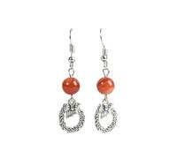 GGYTMQL Boucles d'oreilles en Pierre Naturelle pour Femmes - Créatif 6 mm Amethyst Round Berle Pendre de Couronne Creux, Fashion Fashion Fonction à la Main Natural Raw Gemstone Women Party Gift