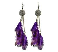 GGYTMQL Boucles d'oreilles en Plumes bohèques pour Femmes - Ethnic Hollow Geométrique Ronde à Main Les Boucles d'oreilles à la Main, Bijoux de fête de Mode pour Les Filles UI