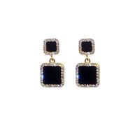 GGYTMQL Boucles d'oreilles géométriques carrées noires pour les femmes en cristal de mariage en ramiement de boucles d'oreille en boucles haut de gamme
