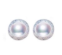 GGYTMQL Boucles d'oreilles perlé 925 Bijoux en Argent Sterling Zircon rétro Naturel Natural pignon de Perle de Perle de Perle pour Les Femmes Cadeaux