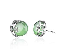 GGYTMQL Boucles d'oreilles pour Femmes, Boucles d'oreilles à Demi-Fleur de l'œil Vert Creux