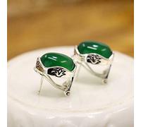 GGYTMQL Boucles d'oreilles pour Femmes, Boucles d'oreilles à Gouttes d'oreilles pour Femmes Bijoux délicats S925 Fine Cadre Green Chalcédoine Boucles d'oreilles, 925