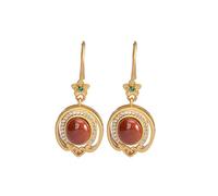 GGYTMQL Boucles d'oreilles pour Femmes, Boucles d'oreilles de Gouttes d'oreille de Style Chinois s Fleur de Prune Classique Vintage incrustée de Boucles d'oreilles pour Femmes Rouges