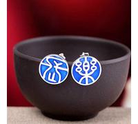 GGYTMQL Boucles d'oreilles pour Femmes, Boucles d'oreilles pour Femmes Boucles d'oreilles créatives S925 Personnalité Bijoux Ethnique Blue Blue Changle Boucles d'oreilles de Bon augure, 925