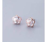 GGYTMQL Boucles d'oreilles pour Femmes, S925 Boucles d'oreilles Femelles de Style coréen Diamant Diamant à Cinq petales Boucles d'oreilles tempérament Fleurs Douces Fleurs