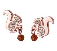 GGYTMQL Boucles d'oreilles pour Femmes, S925 Boucles d'oreilles Femelles Femelles de Mode coréen Diamant Petit écureuil Boucles d'oreilles personnalité Mode Mouser Rose