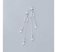 GGYTMQL Boucles d'oreilles pour Femmes, S925 Boucles d'oreilles Femelles Femelles Fleur de Diamant Complet à Six Points d'oreilles étoiles Tempérament de Boucles d'oreilles Longues