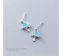 GGYTMQL Boucles d'oreilles pour Femmes, S925 Boucles d'oreilles féminines personnalité coréenne Planet étoile Boucles d'oreilles Fashion Boucles d'oreilles Courtes