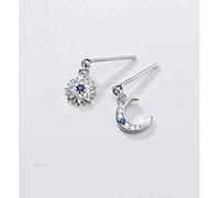 GGYTMQL Boucles d'oreilles pour Femmes, S925 Boucles d'oreilles Femmes Fashion coréenne Fashion Diamond Star Ray Moon Boucles d'oreilles asymétriques Femme