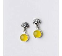 GGYTMQL Boucles d'oreilles pour Femmes, S925 Boucles d'oreilles Tempérament féminin Style coréen Lotus Lotus Round Oreaux Simple Personnalité Boucles d'oreilles JewelryGreen