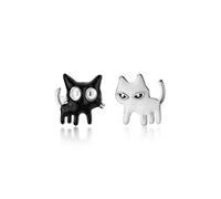 GGYTMQL Boucles d'oreilles pour Femmes, S925 Personnalité de Mode coréenne Boucles d'oreilles de Chat Noir et Blanc