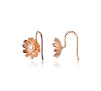GGYTMQL Boucles d'oreilles pour Femmes, S925 Sen Style littéraire Marguerite Fleur Oreille délicate Dame Petite Boucle d'oreille Perle Femme