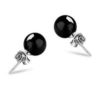 GGYTMQL Boucles d'oreilles SADEW pour Femmes 925 Bijoux Perles Rondes Vertes Jasper Noir Agate Fin Bijoux élégant