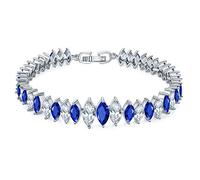 GGYTMQL Bracelet Bracelet blanc pour femmes Blue Zircon Ladies Ellipse Design Longueur 17cm