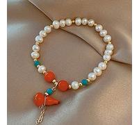 GGYTMQL Bracelet Cinnabar naturel Feng Shui Wu Lou Bracelet Cinabar guérison cristal Strong Talisman Hu Lu/Calabash/Gourd Bangle Natural Pearls Wealth Alulet for Prosperity Longevité Money