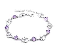 GGYTMQL Bracelet d'amour pour les femmes 925 cadeaux de coeur creux à double coeur creux pourpre pourpre