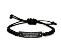 GGYTMQL Bracelet de corde noire bon marché, je pourrais avoir l'air de vous écouter. Mais dans mon petit-fils, cadeaux d'anniversaire, bracelet d'anniversaire noir, cadeau de bracelet en corde,