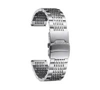 GGYTMQL Bracelet de montre en acier inoxydable - 18 mm, 20 mm, 22 mm, 24 mm - Bracelet en métal poli pour hommes et femmes - Or, argent, noir, or rose, 24mm