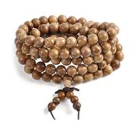 GGYTMQL Bracelet de Perles de Bois d'agar pour Femmes, Vintage Lucky, Imitation Turquoise 108 Ball Beads Bracelet.