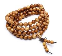 GGYTMQL Bracelet de Perles de Bois d'agar pour Femmes, Vintage Lucky, Imitation Turquoise 108 Ball Beads Bracelet.