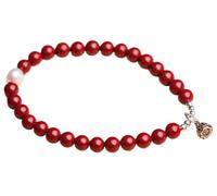 GGYTMQL Bracelet de Pierre précieuse Naturelle, Bracelet Lucky Lotus Charmnatural Cinnabar Neuf Bracelet Rouge Perle de Perle S925 Amulette de Vacances en Argent Attirer la prospérité Luck
