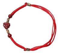 GGYTMQL Bracelet de Pierre précieuse Naturelle, Cinnabar Lucky Zodiac Animal Charm à la Main, Corde tissée à la Main Traited String Relation Romantique Relation Prosperité Luck, Cheville, Serpent