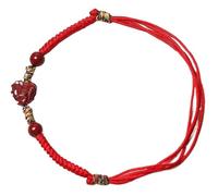 GGYTMQL Bracelet de Pierre précieuse Naturelle, Cinnabar Lucky Zodiac Animal Charm à la Main, Corde tissée à la Main Traited String Relation Romantique Relation Prosperity Luck, Cheville, Lapin