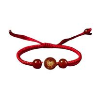 GGYTMQL Bracelet de Pierre précieuse Naturelle, Red Agate Zodiac Animaux Lucky Charm Talisman Spiritual Ward Off Evil Spirits Bracelet tressé à la Main pour la Bonne Chance Prosperité, bœuf