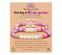 GGYTMQL Bracelet de retour à l'école Bracelet du premier jour d'école Back to School Cadeaux Maman ajusté et bracelets Bracelets en argile mignonnes pour mère fille