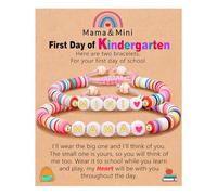 GGYTMQL Bracelet de retour à l'école Bracelet du premier jour d'école Back to School Cadeaux Maman ajusté et bracelets Bracelets en argile mignonnes pour mère fille