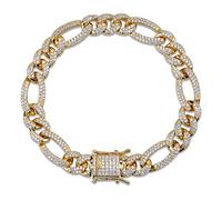 GGYTMQL Bracelet de style Hip-Hop Silver Hip-Hop en or 1425 Silver Hip-Hop, Moisanite densément, Déclaration audacieuse pour les hommes soucieux de leur style, Cadeaux pour papa